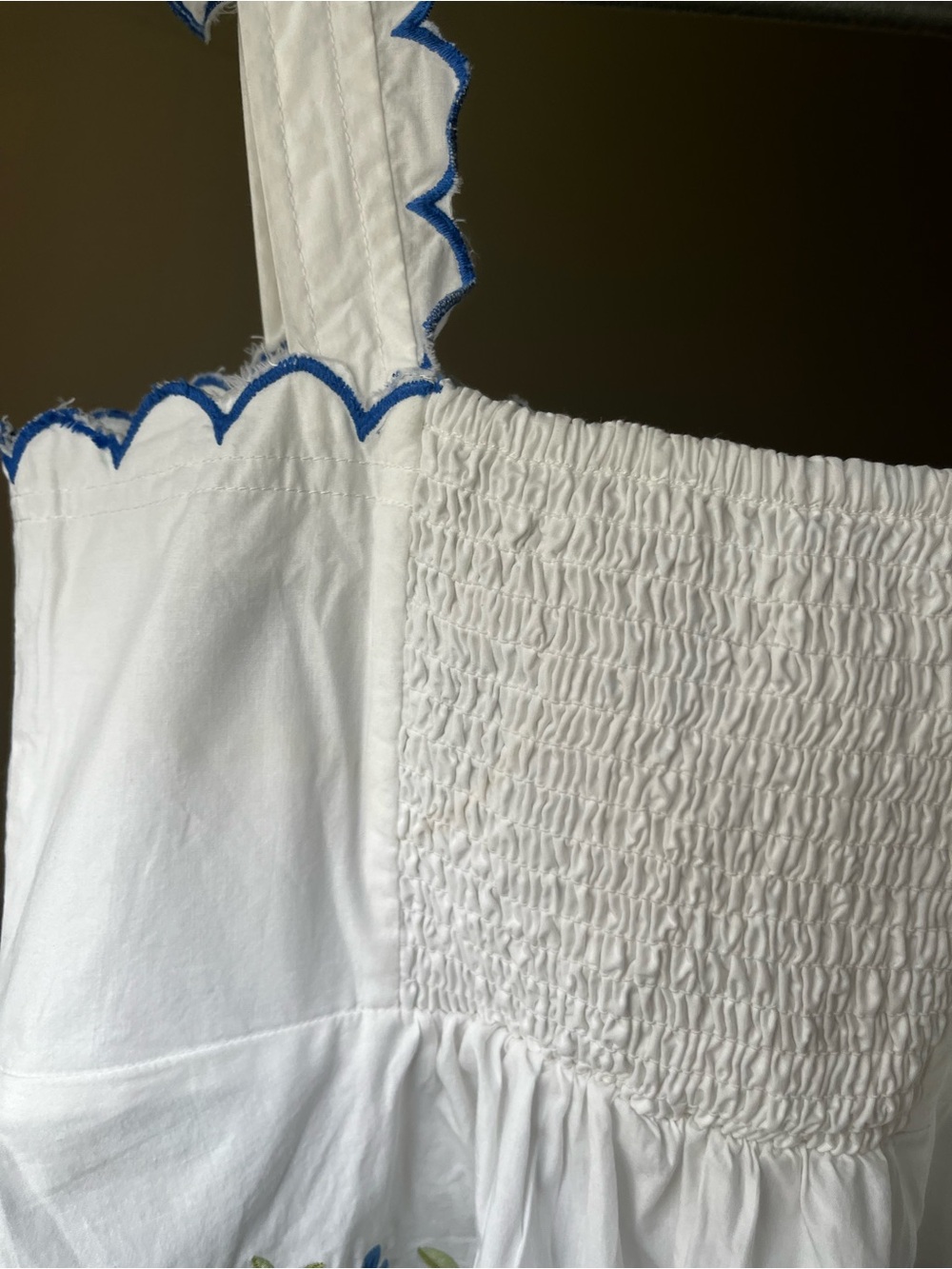 Anthropologie White with Blue Floral Embroidery - Picture 5 of 9